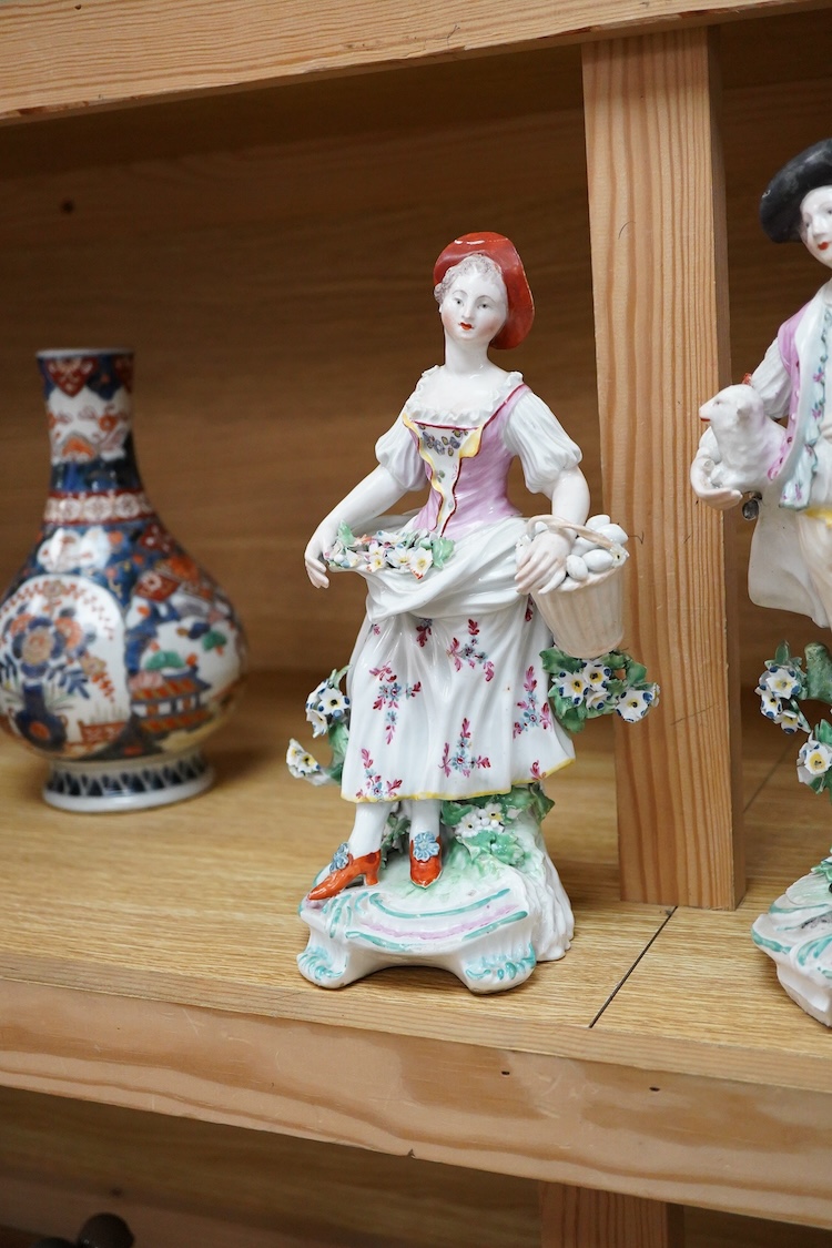 A pair of Derby figures of a lady and gentleman, c.1770-75, tallest 27cm high